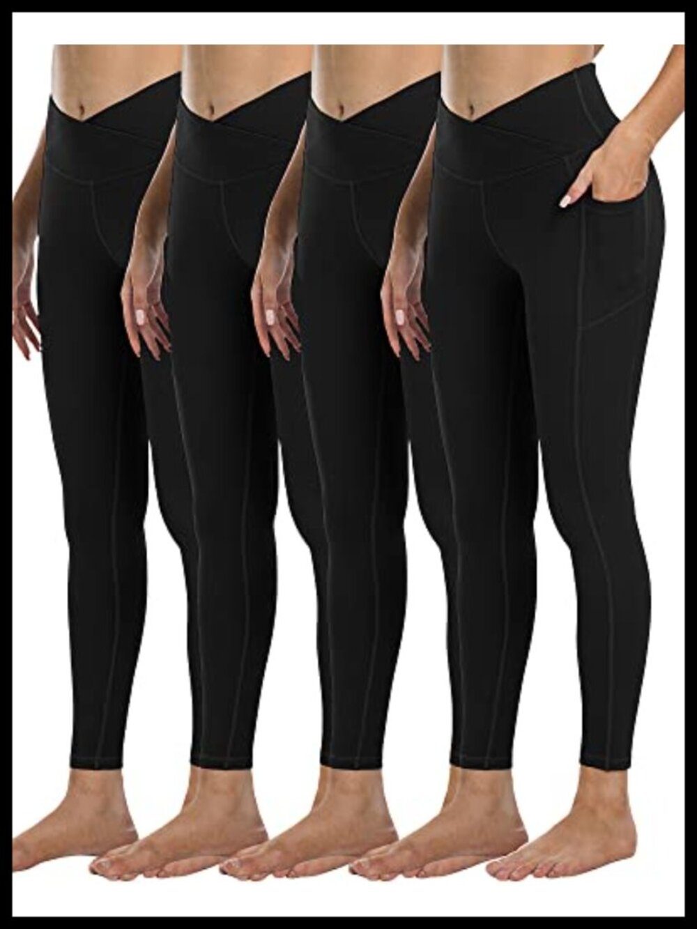 4 Pack High Waist Tummy Control Yoga Leggings with Pockets Women Workout Pants